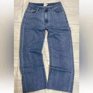 Princess Polly Boundless‎ Denim Cut Raw Hem Blue Jeans Women’s Size 8 Classic